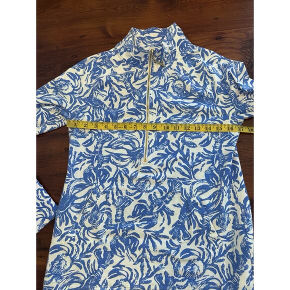 Lilly Pulitzer Lobstah Roll Skipper Popover Blue Lobster Quarter Zip Sz S EUC - Picture 6 of 15